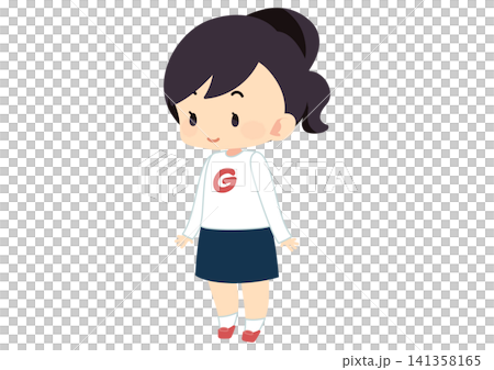ちいさい女の子の全身イラスト 141358165