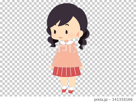 小女孩全身像插圖 141358166