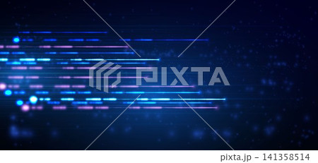 Abstract Glowing Blue Purple Light Streaks Technology Background with Digital Motion Effect. Abstract Glowing Blue Purple Light Streaks Technology Background with Digital Motion Effect. 141358514