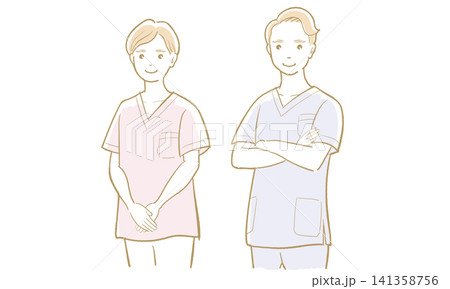 男性と女性の看護師のイラスト 男性と女性の看護師のイラスト 141358756