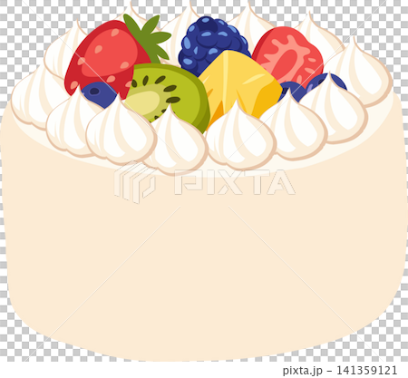 Fresh cream cake topped with tropical fruit and berries for birthday menus bakery Fresh cream cake topped with tropical fruit and berries for birthday menus bakery 141359121