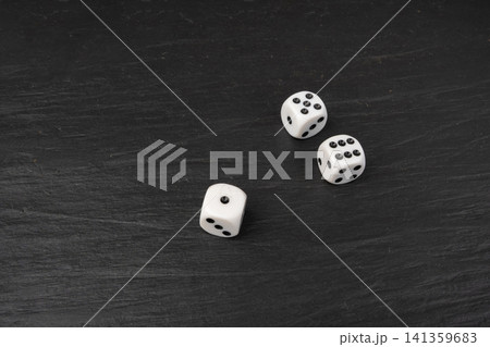 White game dice with black dots White game dice with black dots 141359683