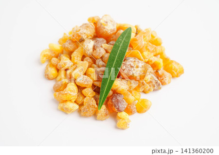 Frankincense or olibanum aromatic resin isolated on white background used in incense and perfumes. 141360200