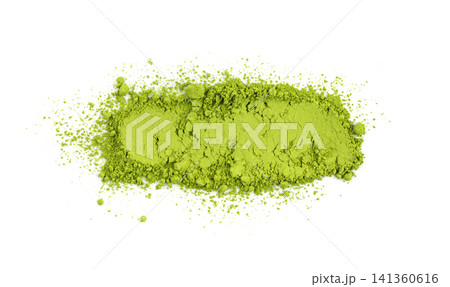 Matcha powder isolated, green tea pile Matcha powder isolated, green tea pile 141360616
