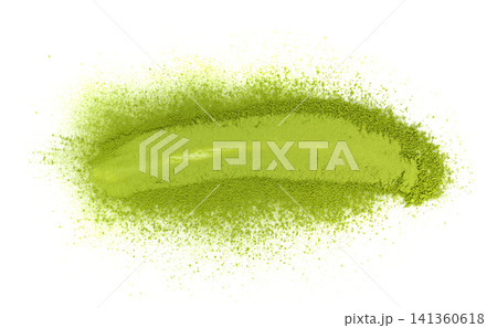 Matcha powder isolated, green tea pile Matcha powder isolated, green tea pile 141360618