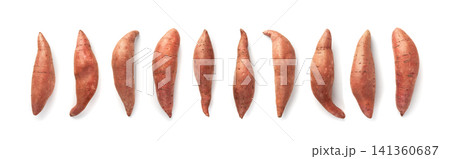 Raw sweet potato, red sweetpotato tubers Raw sweet potato, red sweetpotato tubers 141360687