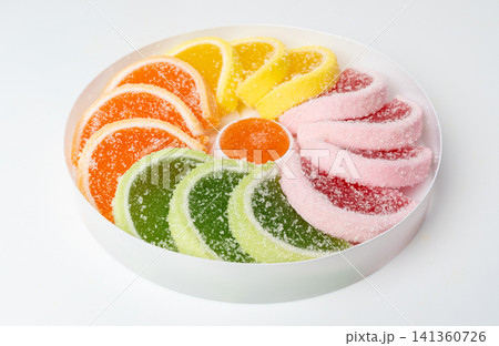 Fruit Marmalade Sweets Isolated, Lemon Slices Jelly, Sugar Citrus Marmalades, Orange, Lime Slices Set Fruit Marmalade Sweets Isolated, Lemon Slices Jelly, Sugar Citrus Marmalades, Orange, Lime Slices Set 141360726
