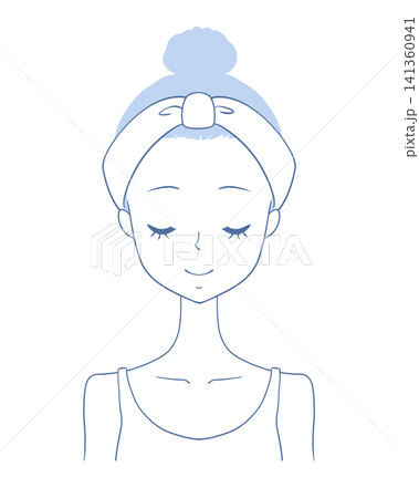 笑顔の女性イラスト　目を閉じる 141360941