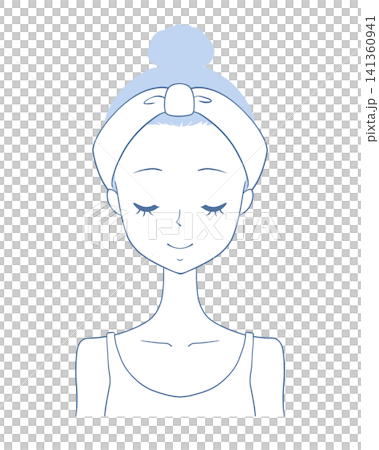 笑顔の女性イラスト　目を閉じる 141360941
