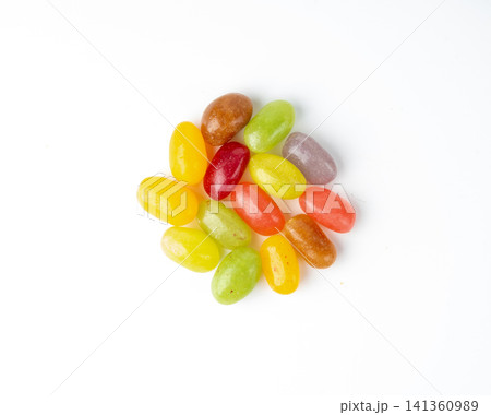 Jelly beans gummy candy pile, colorful marmalade pills Jelly beans gummy candy pile, colorful marmalade pills 141360989