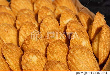 Madeleines or french tea cakes in a basket Madeleines or french tea cakes in a basket 141361061