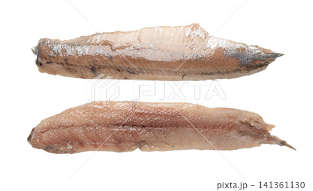 Dutch herring isolated, salted fish meat fillet, traditional maatjes, raw atlantic herring, matias Dutch herring isolated, salted fish meat fillet, traditional maatjes, raw atlantic herring, matias 141361130