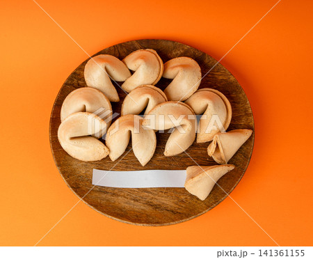 Fortune cookies, lucky Chinese biscuits set 141361155