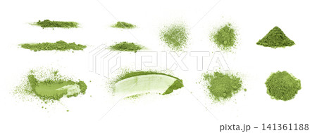 Green clay powder isolated, face mask on white background 141361188