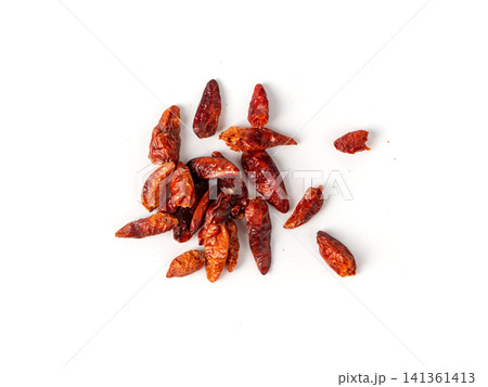 Dry chili pepper isolated, red chilly spice Dry chili pepper isolated, red chilly spice 141361413