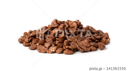 Chocolate cereal flakes isolated, rice crispy breakfast Chocolate cereal flakes isolated, rice crispy breakfast 141361550