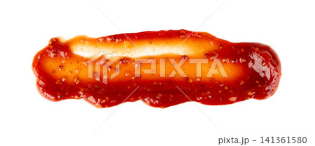Bbq sauce splash isolated, barbecue ketchup stain Bbq sauce splash isolated, barbecue ketchup stain 141361580