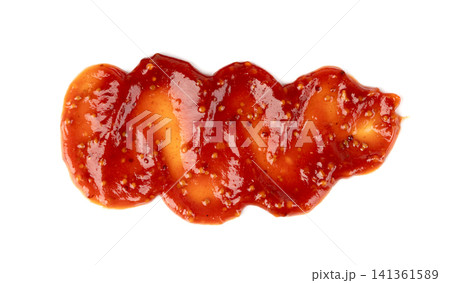 Bbq sauce splash isolated, barbecue ketchup stain Bbq sauce splash isolated, barbecue ketchup stain 141361589