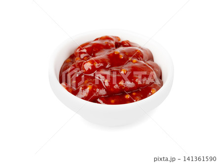 Bbq sauce splash isolated, barbecue ketchup stain Bbq sauce splash isolated, barbecue ketchup stain 141361590