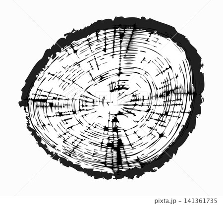 Tree trunk cut texture, wood slice annual rings vector pattern Tree trunk cut texture, wood slice annual rings vector pattern 141361735