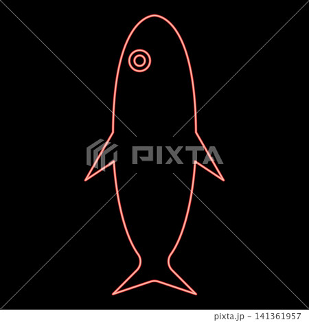 Neon fish silhouette red color vector illustration image flat style Neon fish silhouette red color vector illustration image flat style 141361957