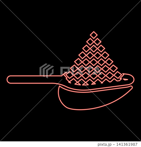 Neon loose product on scoop bulk red color vector illustration image flat style Neon loose product on scoop bulk red color vector illustration image flat style 141361987