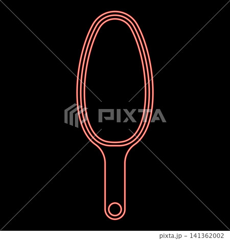 Neon scoop for bulk products tableware utensil top view red color vector illustration image flat style Neon scoop for bulk products tableware utensil top view red color vector illustration image flat style 141362002