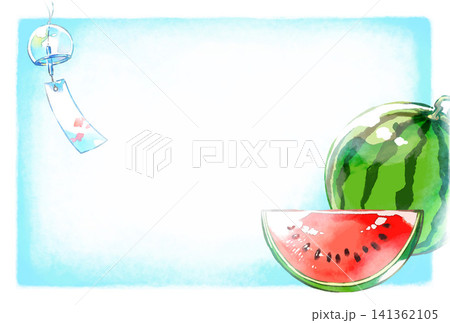 暑中見舞い／ハガキ／葉書／ポストカード／夏／イラスト素材／PNG素材 141362105