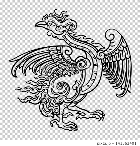 Thai Traditional Bird line Art 141362401