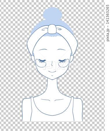 An illustration of a woman using an eye mask for skincare. An illustration of a woman using an eye mask for skincare. 141363265