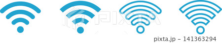 Wi-Fi・電波・無線アンテナマークアイコン青 141363294