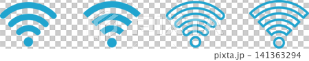Wi-Fi・電波・無線アンテナマークアイコン青 141363294