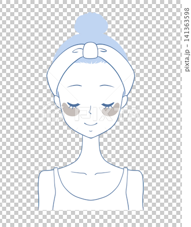 Illustration of a woman wearing a black eye mask. Illustration of a woman wearing a black eye mask. 141363598