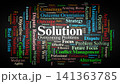 Solution Word Cloud. A Visual Representation of Conflict Resolution, Actionable Feedback Management, Win Win Negotiations, and Strategic Problem Solving Frameworks in Business. 141363785