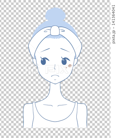 Illustration of a woman suffering from spots Illustration of a woman suffering from spots 141364041