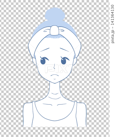 首のシワに悩む女性のイラスト 首のシワに悩む女性のイラスト 141364130