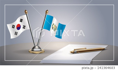Small national flag of South Korea and Guatemala flag Relation, Template Vector Illustration Small national flag of South Korea and Guatemala flag Relation, Template Vector Illustration 141364683