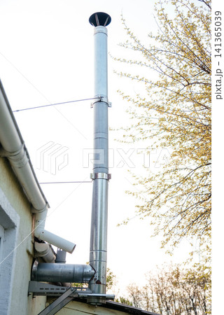 Metal structure of a bathhouse chimney. Metal structure of a bathhouse chimney. 141365039