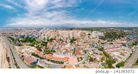 Aerial view of Roman Amphitheatre and historic center of Tarragona Spain Aerial view of Roman Amphitheatre and historic center of Tarragona Spain 141365072