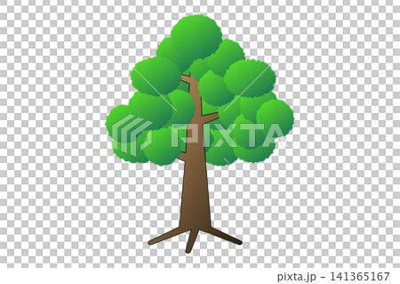 緑の葉をつけた木のイラスト 141365167