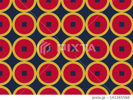 Luxurious Royal Golden Circles Pattern on Dark Navy Background 141365566
