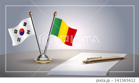 Small national flag of South Korea and Mali flag Relation, Template Vector Illustration Small national flag of South Korea and Mali flag Relation, Template Vector Illustration 141365612