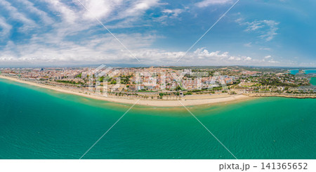 Panoramic aerial view of Tarragona coastline and Mediterranean Sea in Spain 141365652