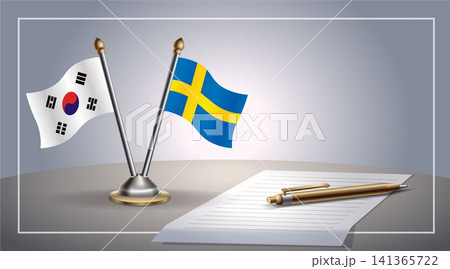 Small national flag of South Korea and Sweden flag Relation, Template Vector Illustration Small national flag of South Korea and Sweden flag Relation, Template Vector Illustration 141365722
