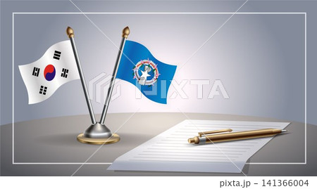Small national flag of South Korea and Northern Marianas flag Relation, Template Vector Illustration Small national flag of South Korea and Northern Marianas flag Relation, Template Vector Illustration 141366004