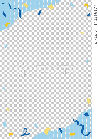 中央余白_キャンペーンセール背景 飛び出すくるくる青リボンと紙吹雪の青色フレーム飾り枠 縦サイズ 中央余白_キャンペーンセール背景 飛び出すくるくる青リボンと紙吹雪の青色フレーム飾り枠 縦サイズ 141366177