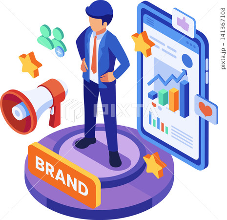 Isometric Personal Branding Strategy with Business Professional Isometric Personal Branding Strategy with Business Professional 141367108