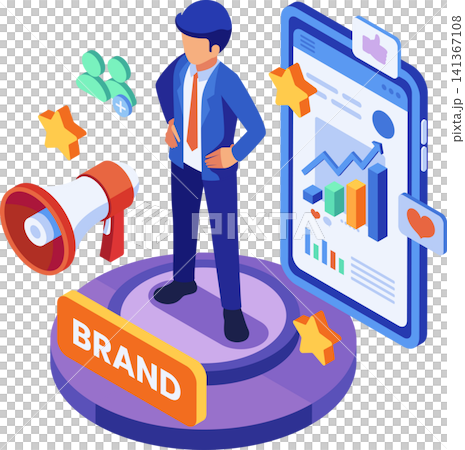 Isometric Personal Branding Strategy with Business Professional Isometric Personal Branding Strategy with Business Professional 141367108