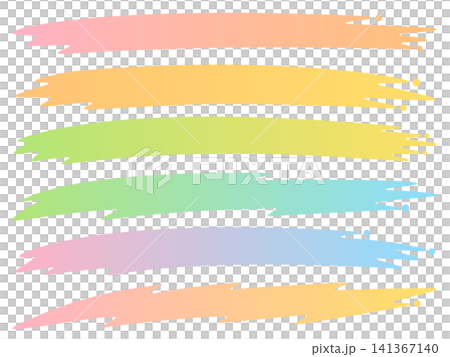 カラフルなグラデーションの塗りの横長ラインセット 141367140