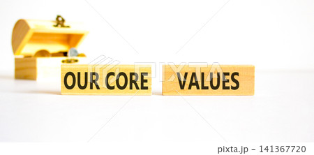 Our core values words symbol. Concept words Our core values on beautiful wooden blocks. Beautiful white background. Wooden chest. Business our core values motivational support concept Copy space Our core values words symbol. Concept words Our core values on beautiful wooden blocks. Beautiful white background. Wooden chest. Business our core values motivational support concept Copy space 141367720